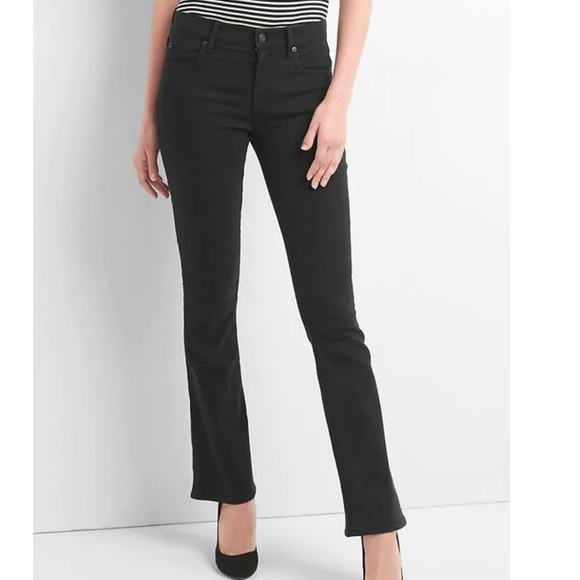 NWT Gap Mid Rise Perfect Boot Jeans 24P Black v820 - Picture 1 of 4